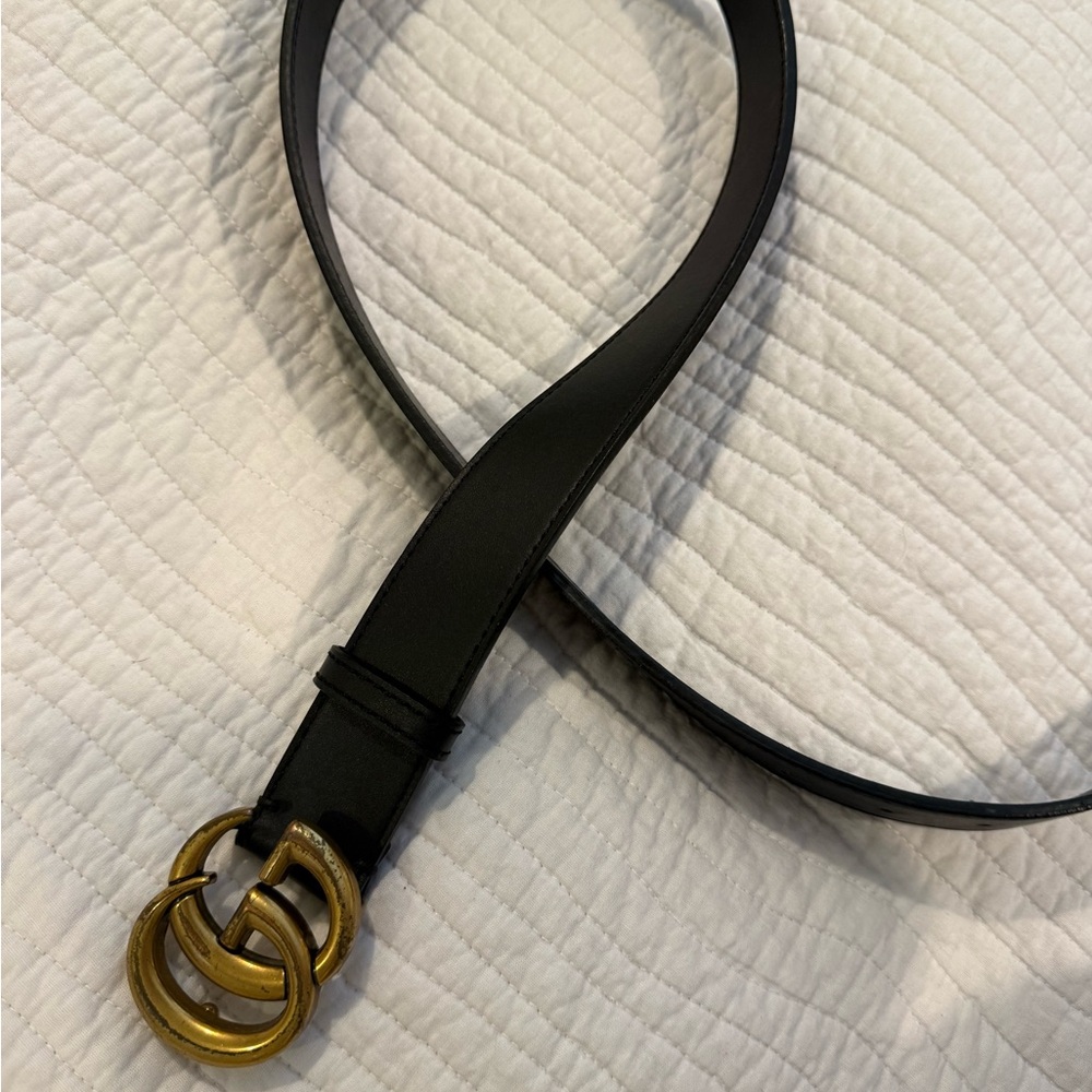 Black Leather Belt with Double Ring Buckle